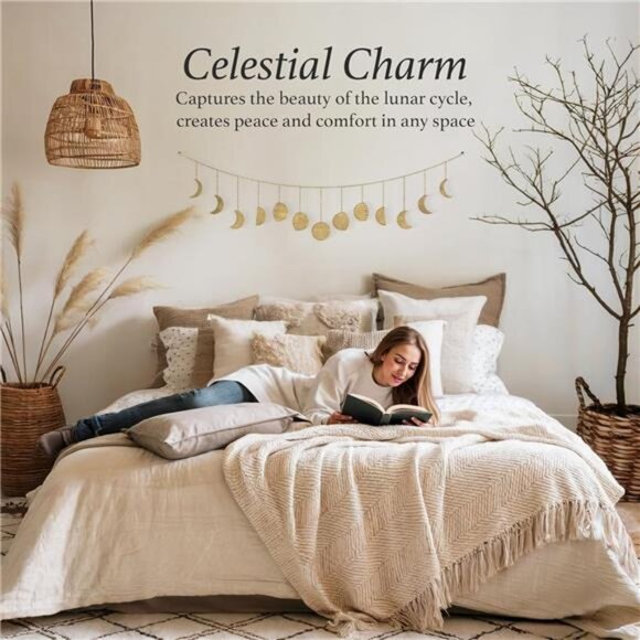 Moon Phase, Gold Wall Decor for Bedroom & Living Room, Bohemian Wall Decor - Picture 2 of 7